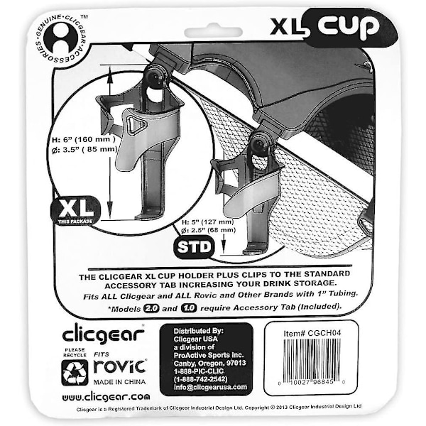 Clicgear Koppholder Xl, Svart