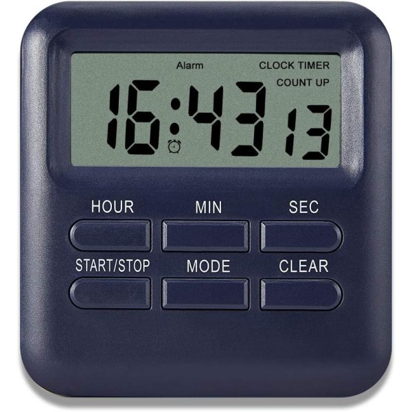 Digital timer med 3 i 1 klokke/alarmklokkefunksjon, magnetisk