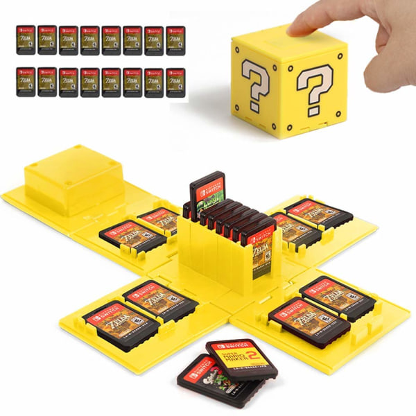 Switch Game Card case, pelikorttipidike Nintendo Switch -peleille, 16 paikkaa (keltainen)