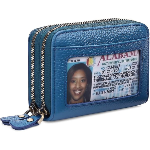 Liten plånbok i äkta läder för kvinnor Rfid-blockerande kreditkortshållare