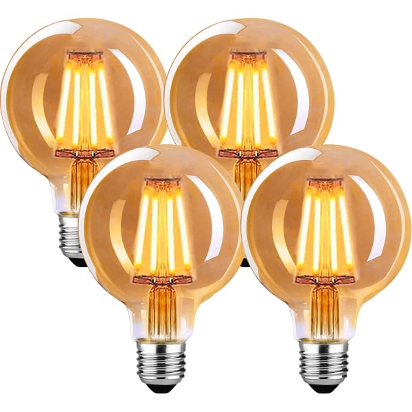 Vintage E27 LED-lampa, Dimbar E27 Vintage lampa 4W G80, Vintage E27-lampa Varmvit 2700K, Vintage LED-lampa Ideal - 4-pack