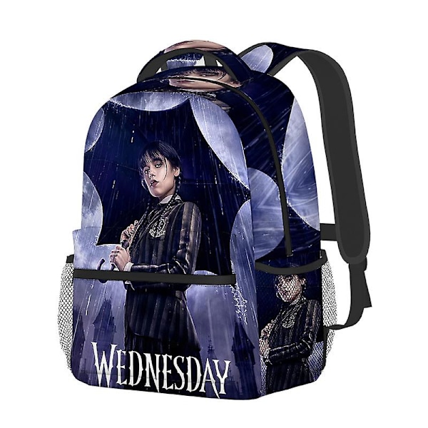 Wednesday Addams karakter fuldt print rygsæk dobbelt skulder skoletaske til studerende 2