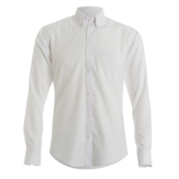 Kustom Kit Langærmet Oxford Twill skjorte til mænd 16 Hvid Hvid 16