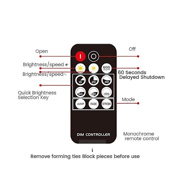 RF Fjärrkontroll LED Dimmer DC5V-24V Ljusstyrka Justering 14-tangent Dimbar Anslutningsbrytare För