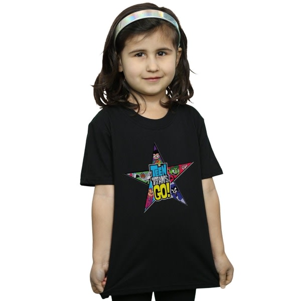 DC Comics Girls Teen Titans Go Star Logo T-shirt bomull 5-6 Ja Black 5-6 Years