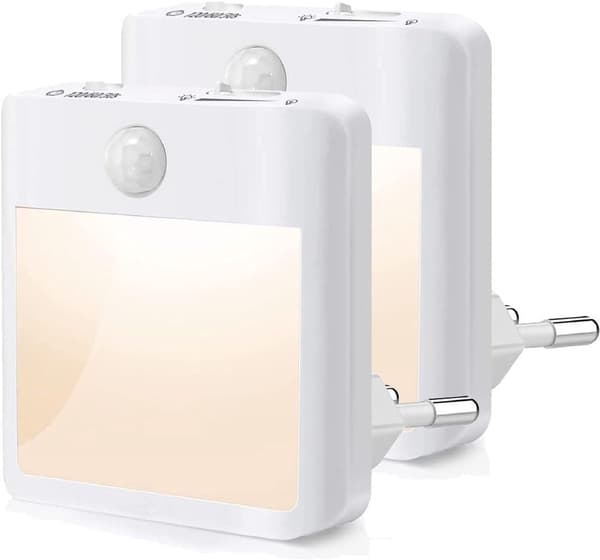 Bevegelsessensor Nattlys 2-pakning Dimbar LED Varmhvit 30/60/120 Sekunder Stikkontaktplugg