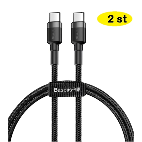 2 stk. 1 meter Baseus USB-C til USB-C hurtigoplader