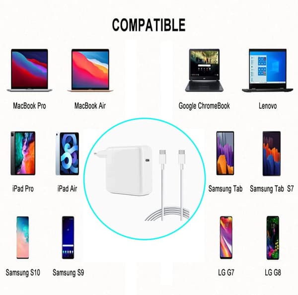 Lader for MacBook Air 2020/2019/2018 iPad Pro MacBook 96W USB C-FF-