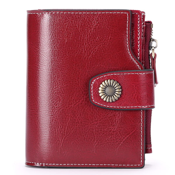Liten lommebok for kvinner RFID Bifold-lommebøker for damer (Claret)