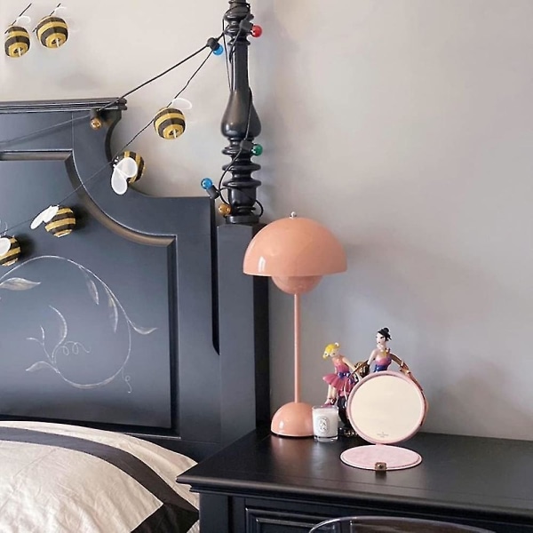 Blomsterpotte Sopp LED Bordlamper, Moderne Knopp Macaron Bordlampe Vintage Lese Skrivebordslampe-XF4-