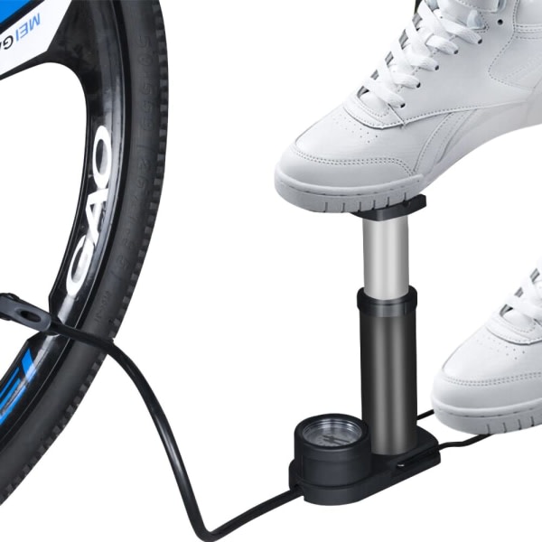 Bärbar cykelpump, cykelfotpumpar med tryckmätare 160 PSI Cykelluftpumpar med Presta & Schrader-ventil