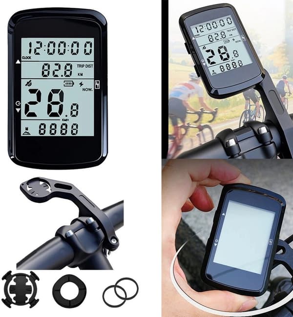 Sykkelcomputer speedometer trådløs GPS kilometerteller 2,4 tommer med LED-belysning