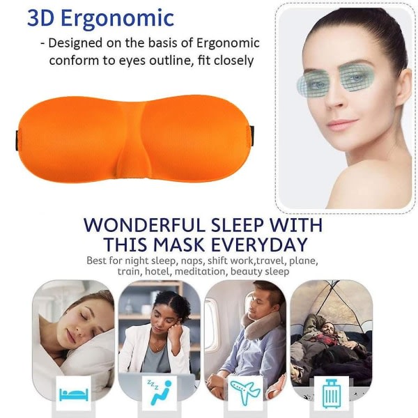 Sovemaskepakke med 3, lysblokkerende 3d øyemasker for Sleepi