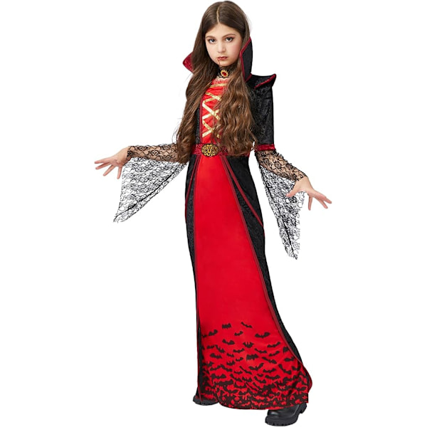 Royal Vampire-kostyme for jenter Deluxe sett Halloween Gothic Victorian Vampiress Queen Dress Up Party M M