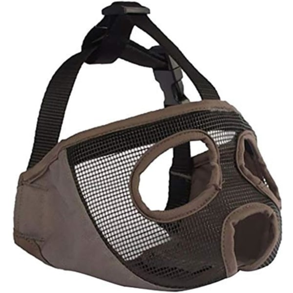 Kort nosparti for hund - justerbart ventilerande mesh bulldogg nosparti for tugga bett skällande hundmask, grå(ögon) M
