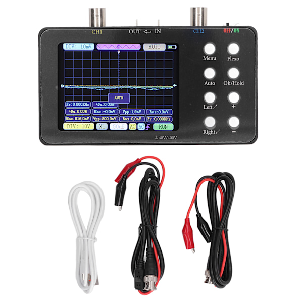 Digitalt oscilloskop 2-kanals bärbar signalgenerator 2Mhz bandbredd 50M samplingsfrekvens 3,2 tum LCD-skärm med bakgrundsbelysning 0.4