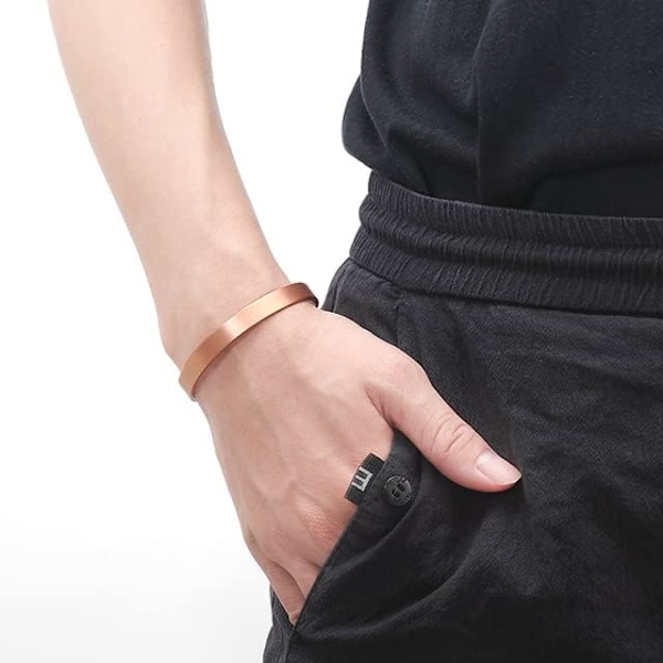 Kobberarmbånd til mænd og kvinder 99,9 % rent kobberarmbånd 6,8\" Justerbart med 8 magneter (almindeligt design)