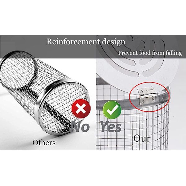 2-pack Grillkorg i rostfritt stål, 2 krokar och 2 gafflar. Rullgrill-XF5-
