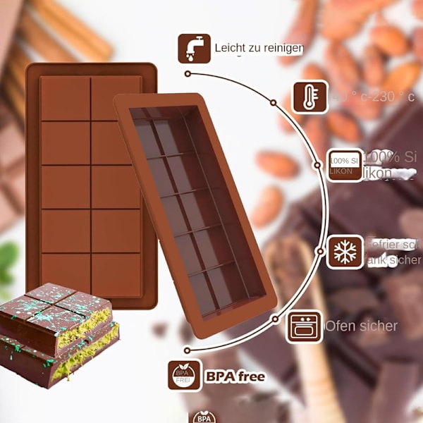 2-pak Chokoladeforme, Silikonform til Chokolade A