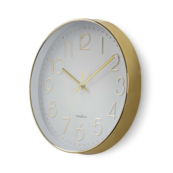 Nedis Väggklocka | Diameter: 300 mm | Plast | Guld / Vit 768