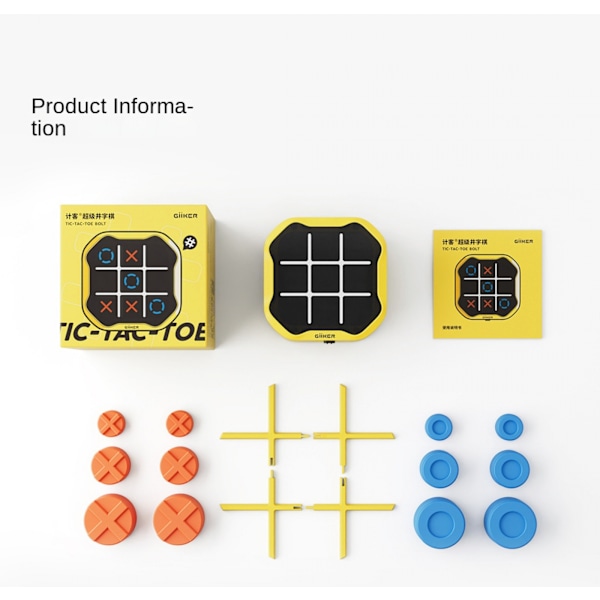 GiiKER Tic Tac Toe -peli, 3-in-1 käsikokoinen opetuspeli, kannettava matkapelin koulutukseen ja muistin kehittämiseen, Bolt-peli Tic-tac-toe+bag+storage bag+battery