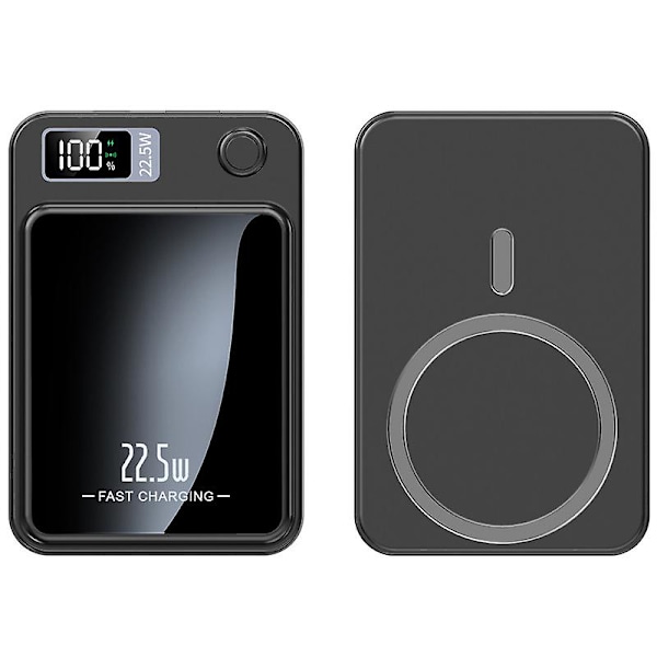 Magnetisk bärbar laddare 20000 mAh Snabbladdning 22,5W Bärbar MagSafe Power Bank black