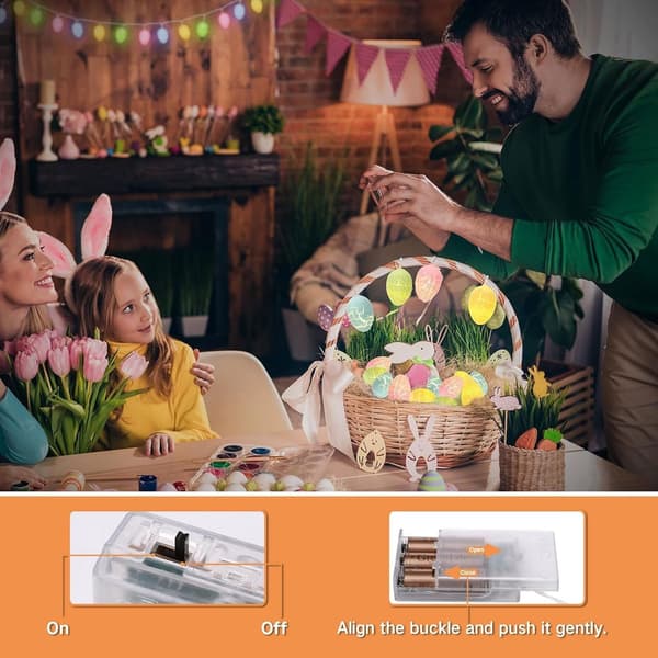 Påskelyslenke 1,5 m 10 varmhvite LED-lys Innendørs eggdekorasjon