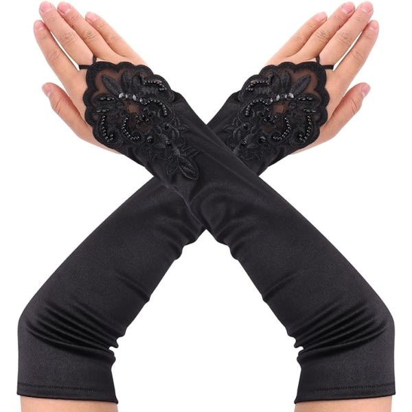Easter Black Mesh Lace Fingerless Gloves UV-beskyttelse