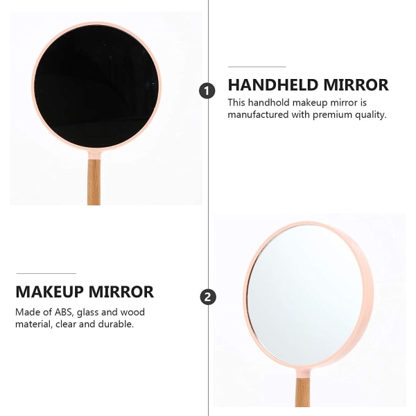Makeup håndspejl med håndtag, der forstørrer dobbeltsidet hånd