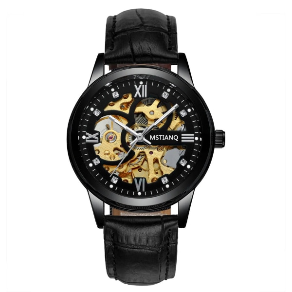 Ny ur Automatisk Mekanisk Watch Vattentät Lysande Casual Business Mekanisk Watch - Svart bälte Svart black