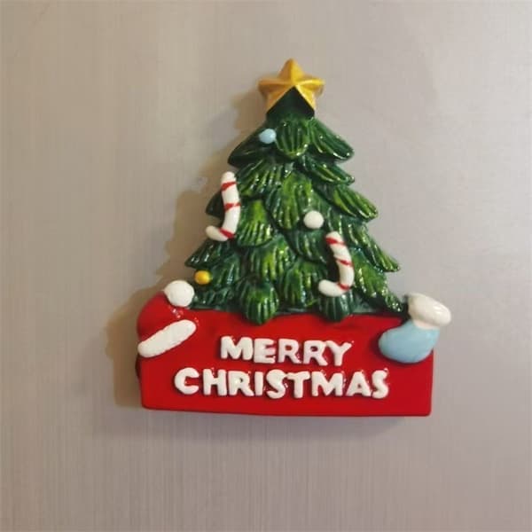 Julkylskåpsmagneter Set, Träd Tomte Snögubbe Ren Magnetisk Dekor för Högtiden Red Christmas tree