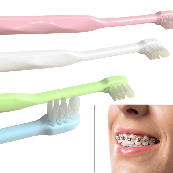 Ortodontisk tandbørste Lille hovedende Tuftet tandbørste, 4 stk