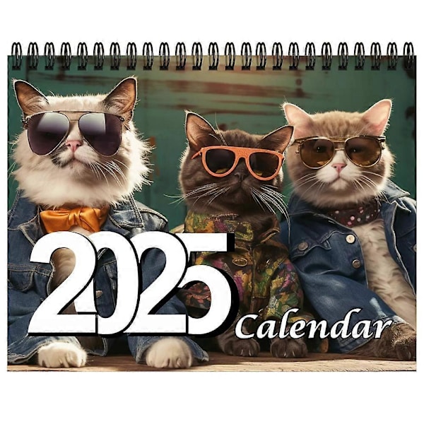 Stilful Katte Væghængt Kalender 2025 Hængende Kalender Hjemmedekoration Sjove Katte 12 Måneder Planlægningskalender Gave Til Katteelskende