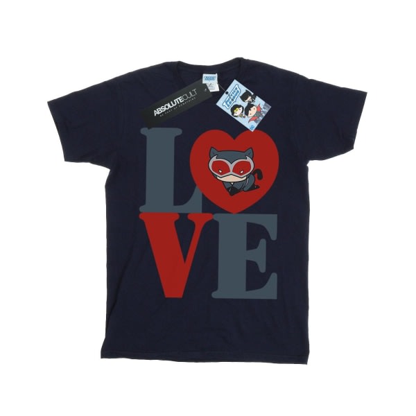 DC Comics Girls Chibi Catwoman Love T-shirt i bomull 7-8 år Na Marinblå 7-8 år