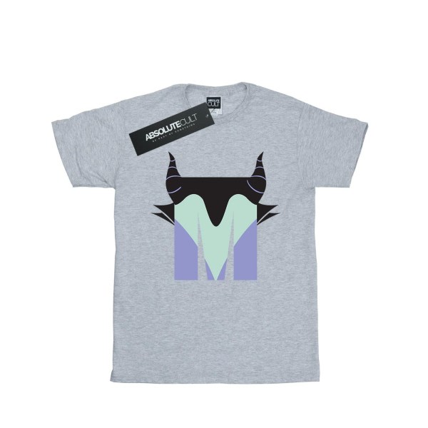 Disney Girls Alphabet M on Maleficent Cotton T-paita 7-8 Ye Sports Grey 7-8 vuotta