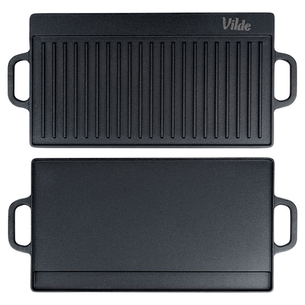 Cast iron double-sided griddle CAST LINE 50.5x23.5 cm-FF- 191