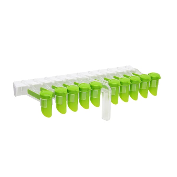 1 set Förvaringsställ Platsbesparande Väggmonterad plast Enhandsdrift Kryddpåse Förvaringshållare med 10 clips Köksmaterial Vit