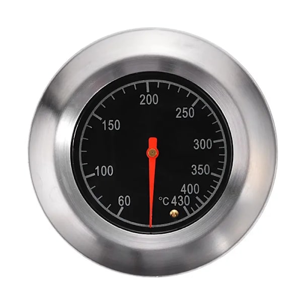 Grilltermometer Måler Rustfrit Stål BBQ Grilltermometer Grill Pit Kødtemperatur-FF- silver