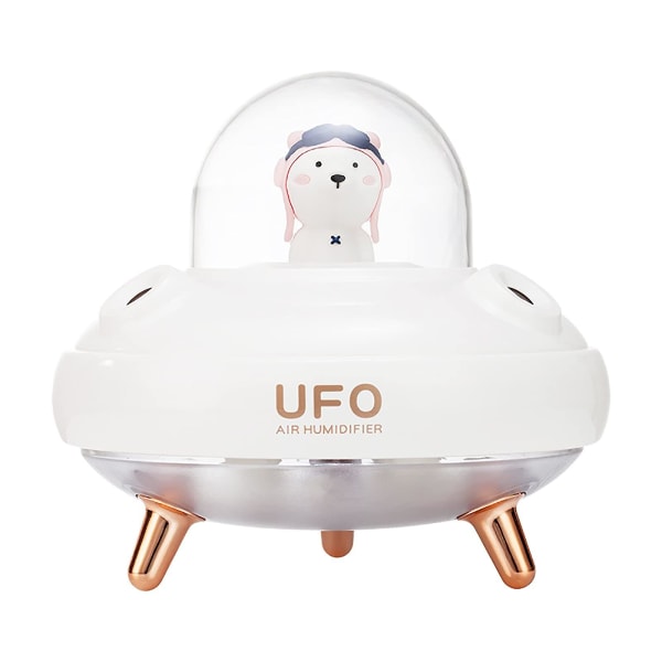 Trådløs UFO-luftfukter med dobbelt munnstykke, Cute Planet Bear LED