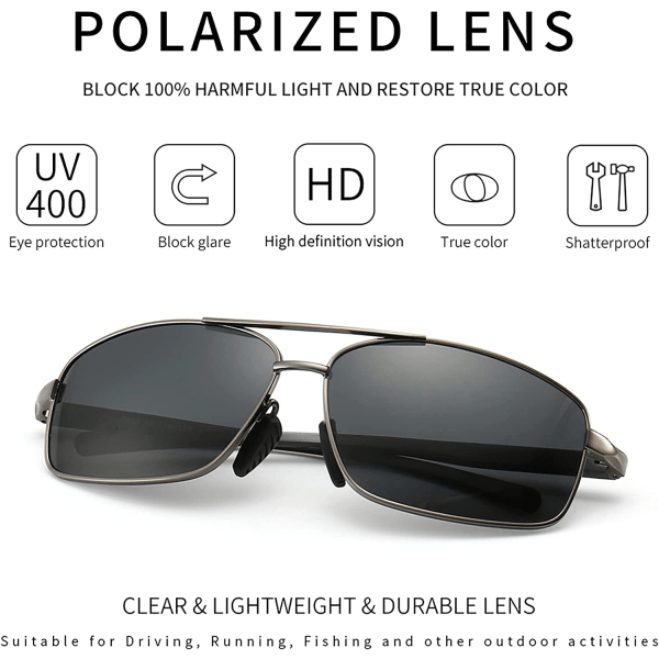 Ultralätt rektangulära polariserade solglasögon Man UV400 Pro