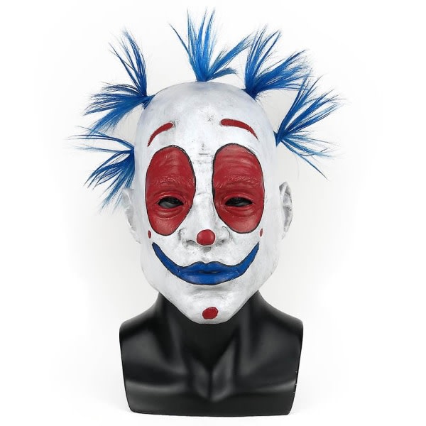 Rolig clown latexmasker Cosplay Blue Hair Joker Helansiktshjälm BJ-1