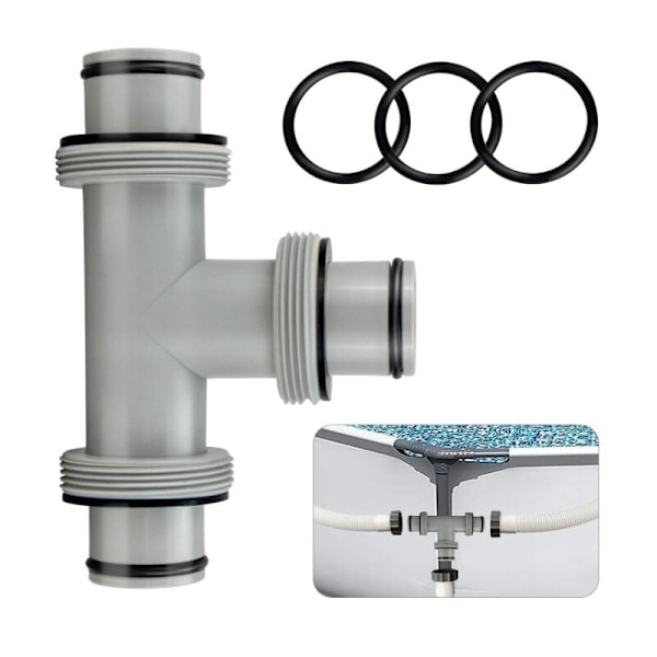 38mm Pool T-koppling Slanganslutning, T-koppling för Pool, Poolslanganslutning för Ø 38mm Slang, Anslutningskit för Intex Coleman Pool-XF9-