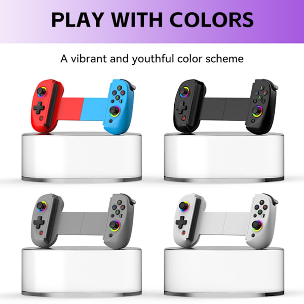 D8 Trådlös BT5.2 Spelkontroll för Switch Mobiltelefon Tablet Teleskopisk Mobiltelefon Spelkontroll Joystick med Hall Triggers Grey 0.27