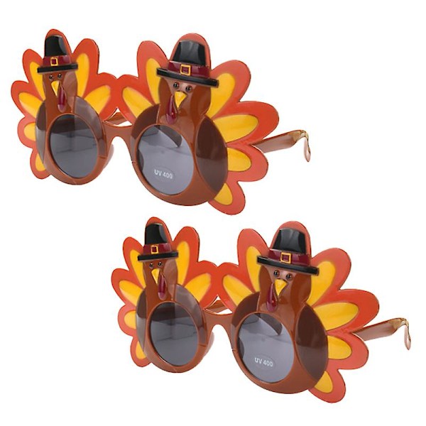 2 stk. Creative Turkey herreglasögon Thanksgiving-briller Cartoon solbriller Briller Thanksgiving Glad kostumefest A