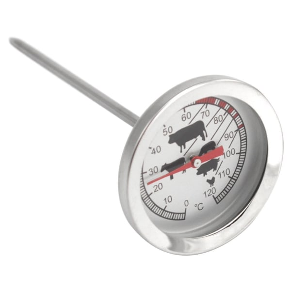 ACY 2x stektermometer i rostfritt stål - Analog kötttermometer, opp til 120°C - Grilltermometer