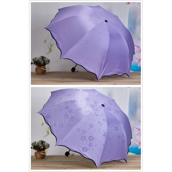 Damparasoll Paraply UV-skydd för kvinnor Parasol Lätt Anit-UV Paraplyer för Sommarsolskydd Clove Purple