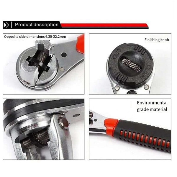Universal justerbar skraldenøgle er velegnet til 6-22 mm skrue, justerbar topnøgle med anti