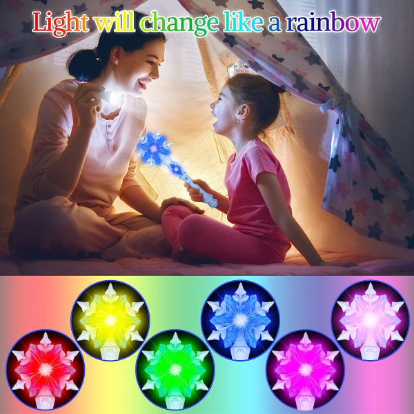 Light Up Snowflake Stick med lyd (Motion Sensing) Magic leksaker Barn Flickor Prinsessan Födelsedagsfest Kostymtillbehör 2 deler Blå