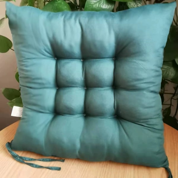 4 stk myke stolputer, stolputer med bånd, stolputer spisestue for hage uteplass kjøkken spisestue (40x40cm)-XF1- Dark green