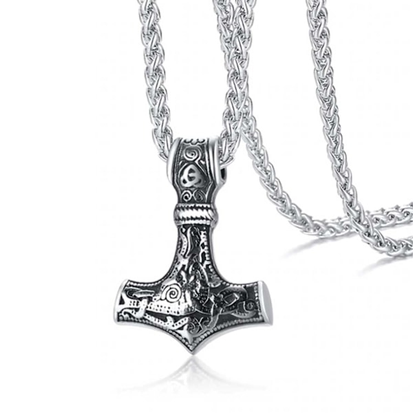 Viikinkien kaulakoru Thorin vasara Mjolnir ketju hopea